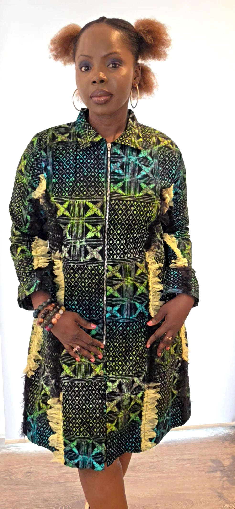 Adanna - Big Adire Suit-like Design Dress with Tulle Design
