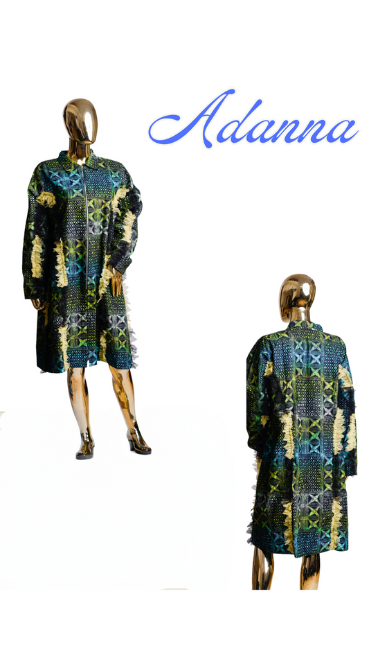 Adanna - Big Adire Suit-like Design Dress with Tulle Design