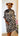 Nkem - Big Adire Knee Length Dress with Lace and Beads Embellishments